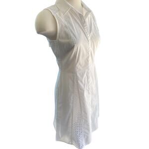 WHBM eyelet inset white sleeveless shirt dress 6